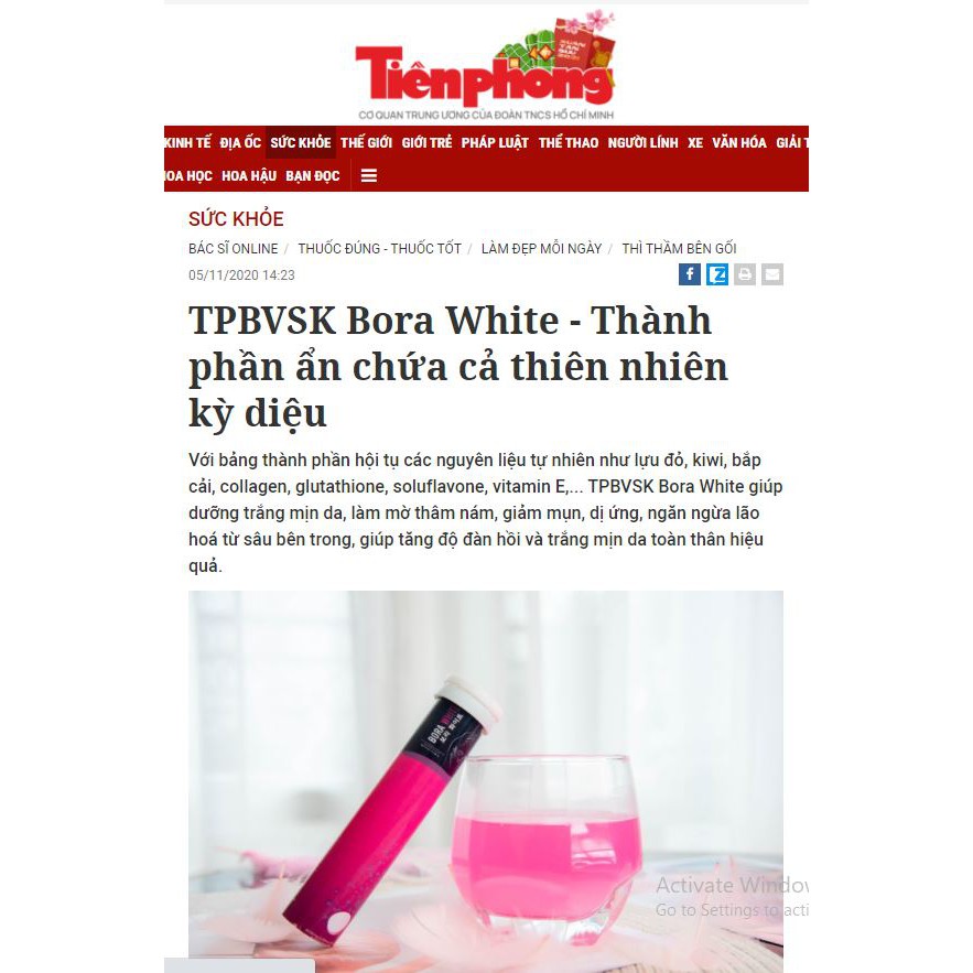 [SALE SỐC 38%] Viên Sủi Trắng Da Bora White  1 Hộp 20 Viên Công Nghệ Hàn Quốc | Thế Giới Skin Care