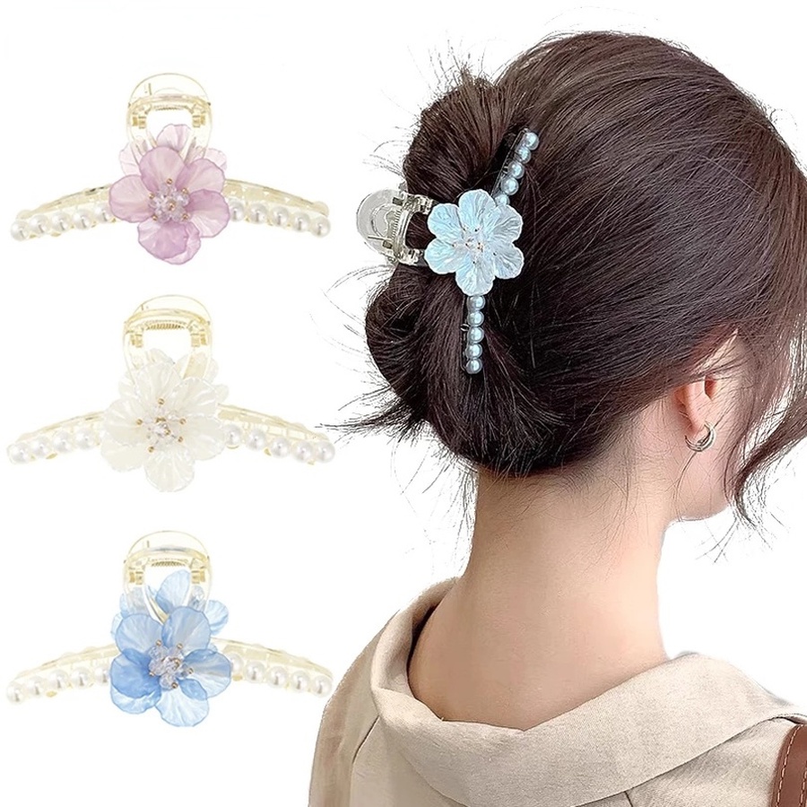 Giá Đỡ Kẹp Tóc Hình Hoa Đính Ngọc Trai Thời Trang Hàn Quốc