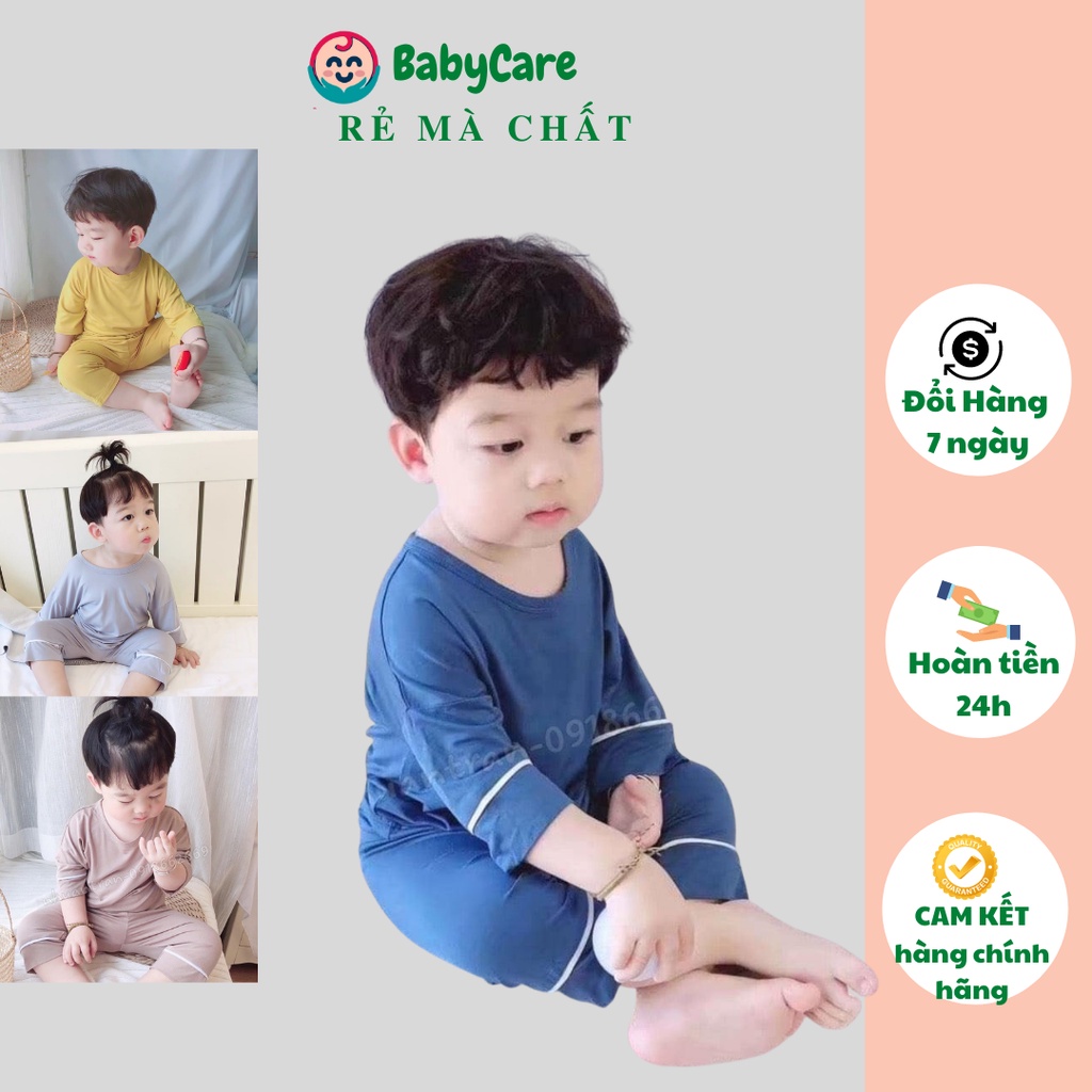 Bộ Dài Tay THUN LẠNH MINKY MOM Viền Lửng ống rộng Cho Bé, Bộ quần áo dài tay cho bé trai bé gái từ 5-18kg