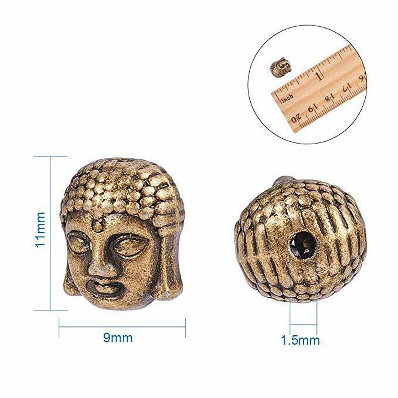 Bộ 20 Hạt Xâu Làm Trang Sức Hình Đầu Phật 10x8mm Nhiều Màu Phong Cách Retro