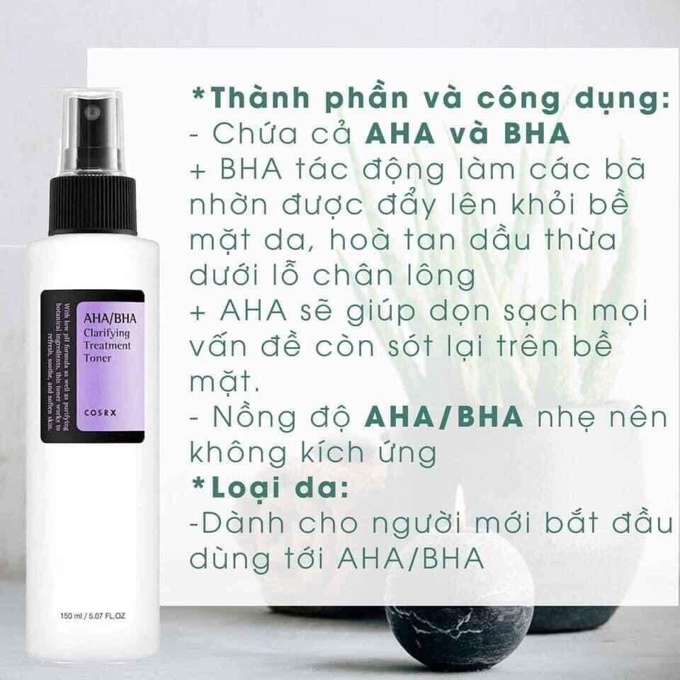 Nước hoa hồng Cosrx tẩy da chết hóa học giảm mụn đầu đen AHA BHA Toner