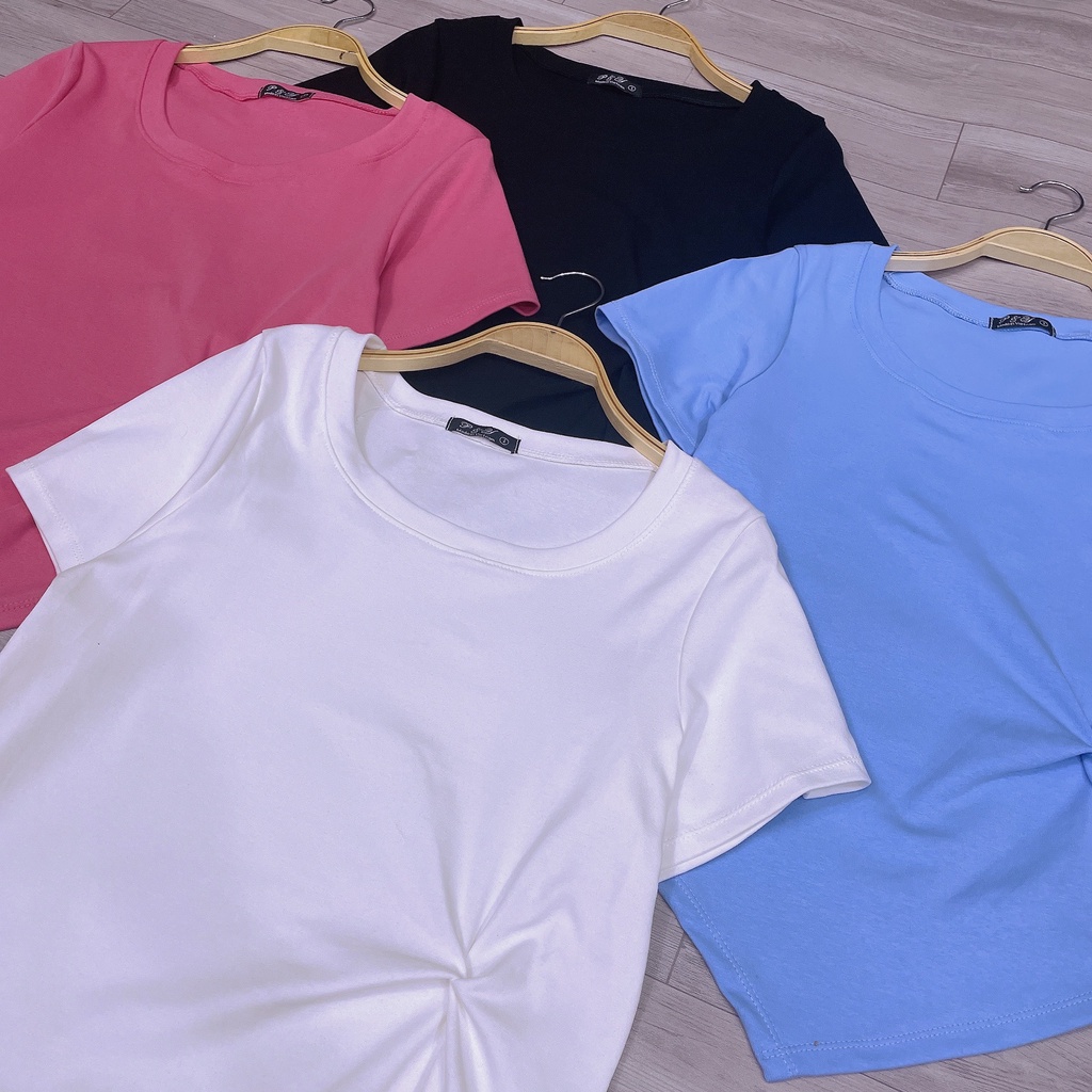 Áo Thun Kiểu Xoắn Bụng Cổ Tròn Bigsize Cô Nhỏ,Áo Phông Kiểu Cổ Tròn Có Size Thun Borib Cao Cấp A45 (HÌNH+VIDEO THẬT)