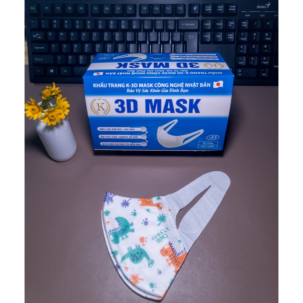 Hộp 50 cái Khẩu trang K 3D MASK kháng khuẩn CÔNG NGHỆ NHẬT, có logo tem niêm phong, đạt chuẩn kiểm định