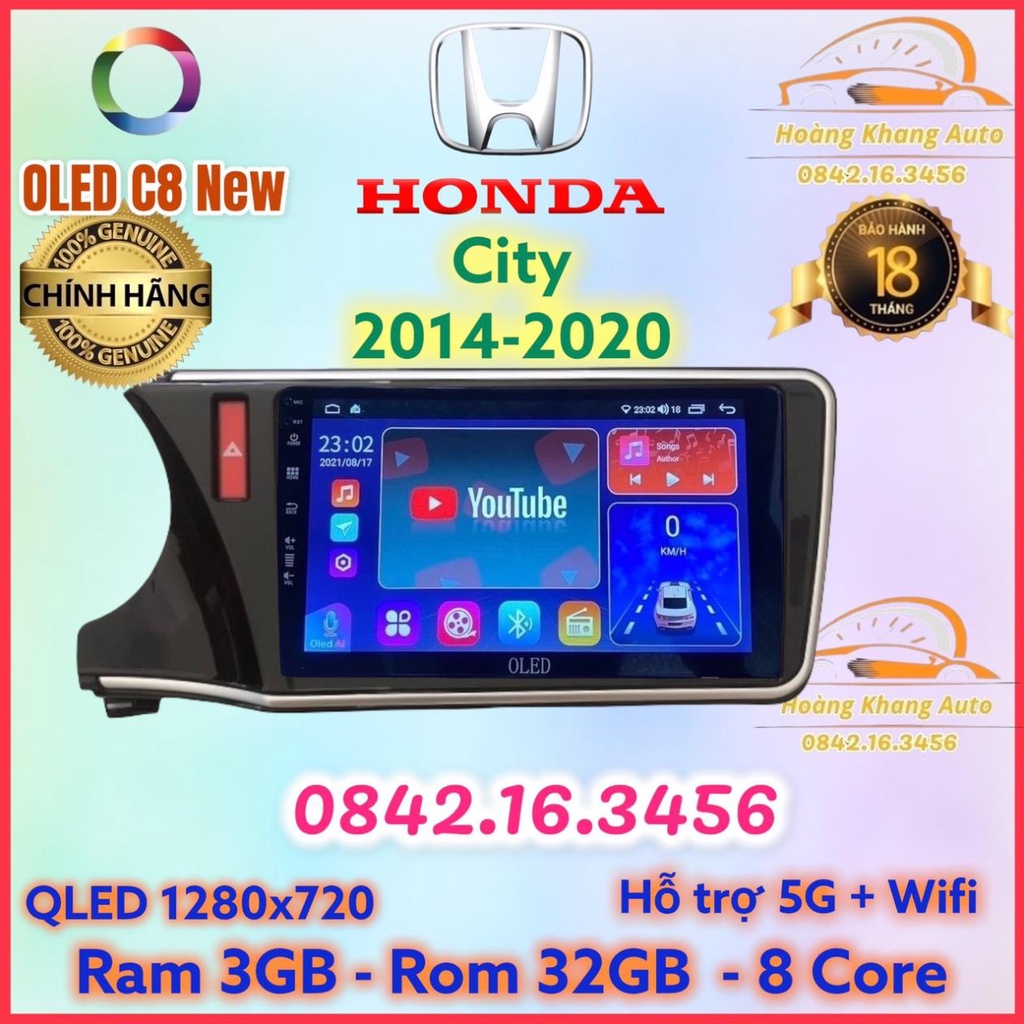 Màn hình android OLED C8 New theo xe City 2014 - 2020  kèm dưỡng và jack nguồn zin theo xe .