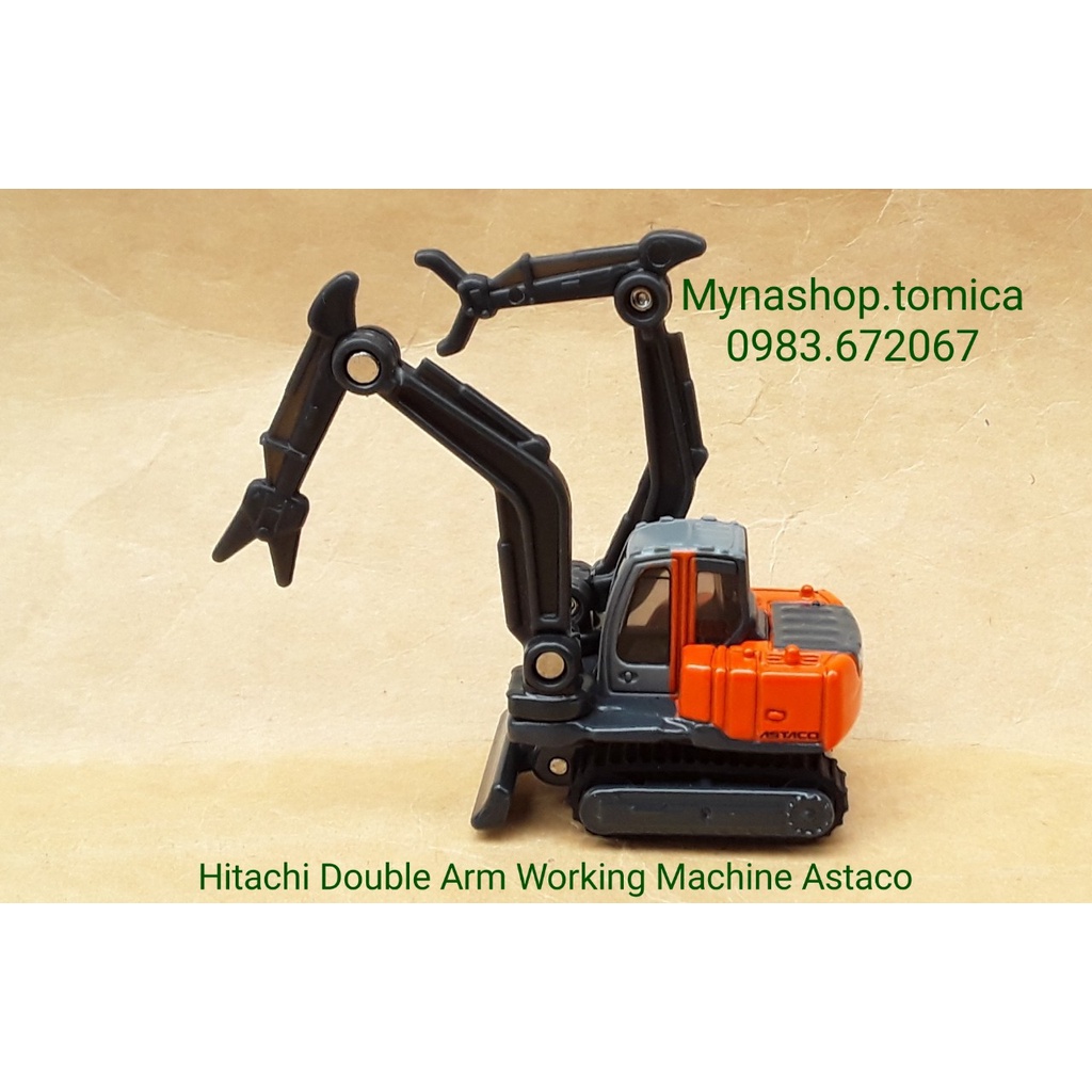 Đồ chơi mô hình tĩnh xe tomica không hộp, xe kẹp đôi Hitachi, bánh dây xích