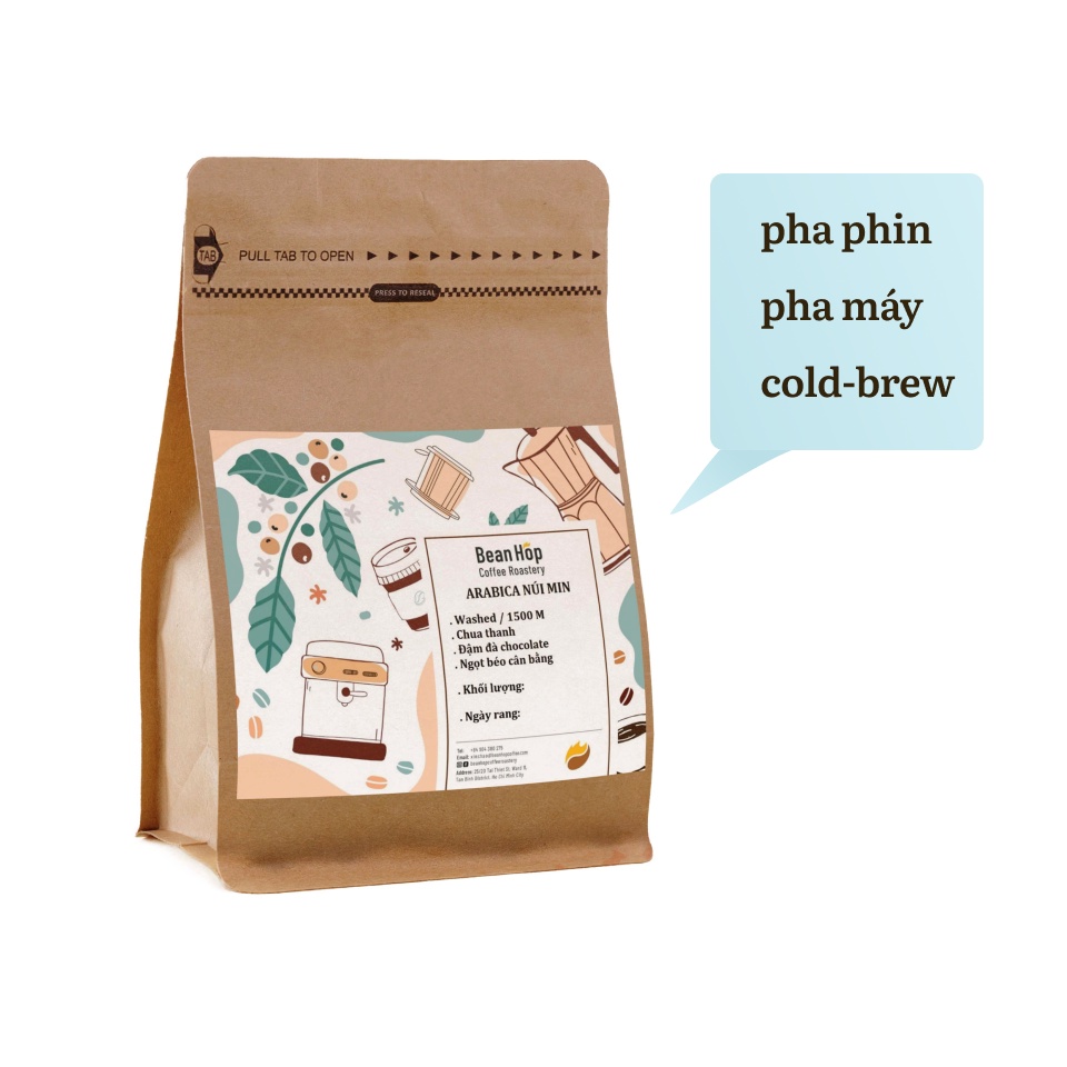 Cà phê Arabica Núi Min Rang Medium Pha Máy Pha Phin Ủ Coldbrew