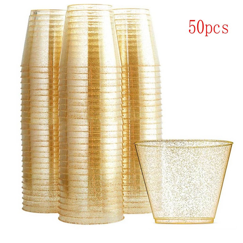 Ly nhựa vàng Ly rượu bằng nhựa trong suốt , Ly nhựa cứng dùng một lần lạ mắt với ánh vàng lấp lánh cho cốc tiệc