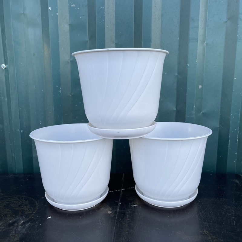COMBO 5Chậu nhựa trồng cây rau hoa lan dáng bom giả sứ mini kèm đĩa loại 1 siêu bền đẹp