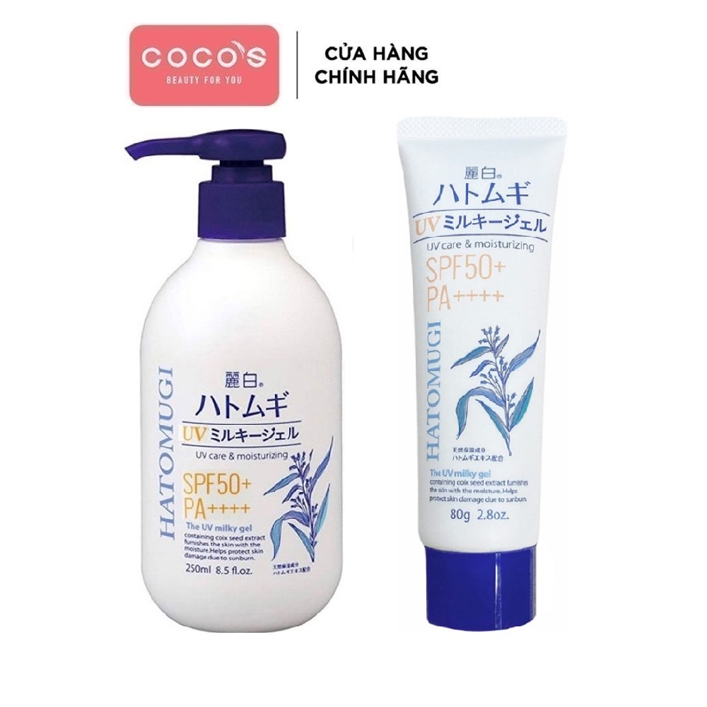 Sữa Dưỡng Thể Chống Nắng, Dưỡng Ẩm Hatomugi UV Care & Moisturizing SPF 50+ PA++++  UV Milky Gel 250ml/80g