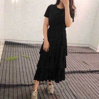Váy xếp li dáng dài có khoá cho ti