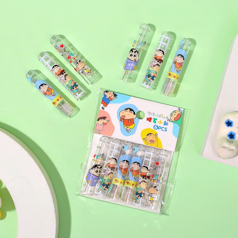 Set 6 Nắp Nhựa Bảo Vệ Bút Chì wj002 Họa Tiết Hoạt Hình Dễ Thương