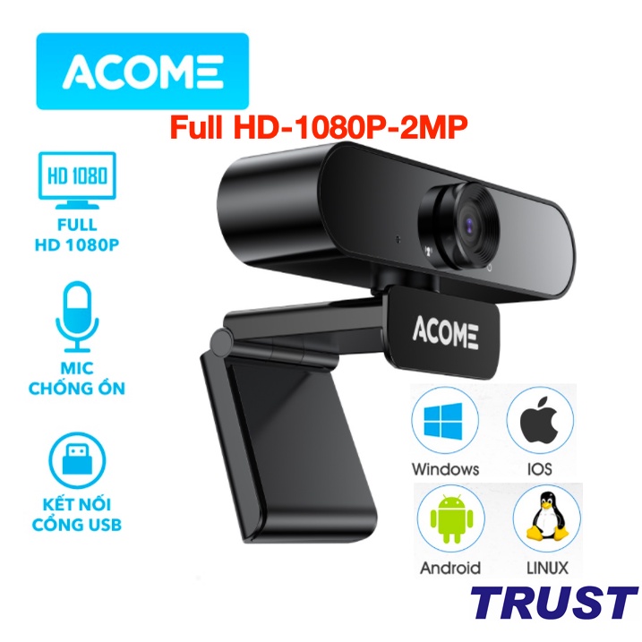 Webcam Máy Tính Full HD 1080P ACOME AWC11 Có Mic Camera Ảnh Siêu Nét Dùng thumbnail
