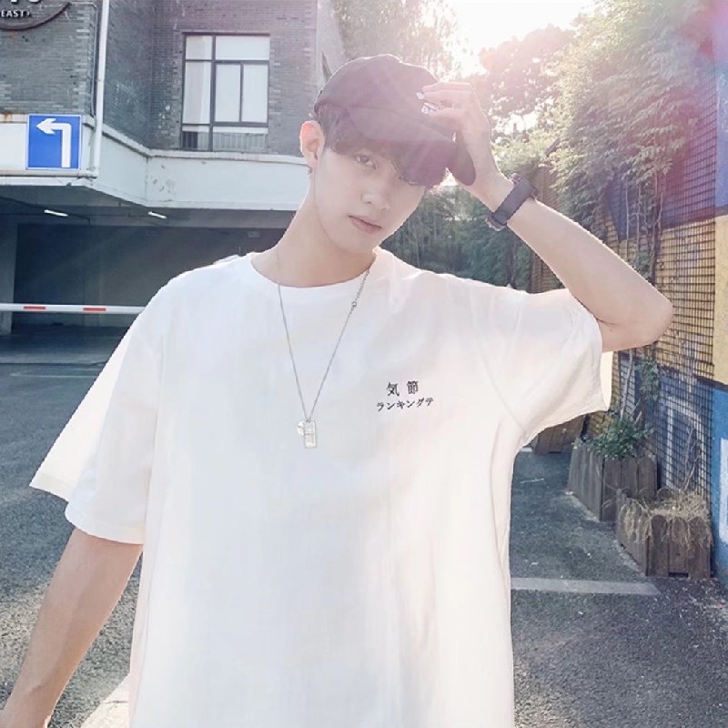 Áo Thun Tay Ngắn Cổ Tròn In Chữ Phong Cách Nhật Bản Thời Trang Cho Nam