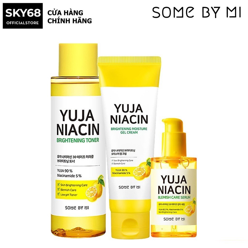 Bộ 3 Sản Phẩm Dưỡng Ẩm Trắng Da Chiết Xuất Quả Thanh Yên Some By Mi Yuja Niacin 30 Days Brightening (Toner+Serum+Kem)