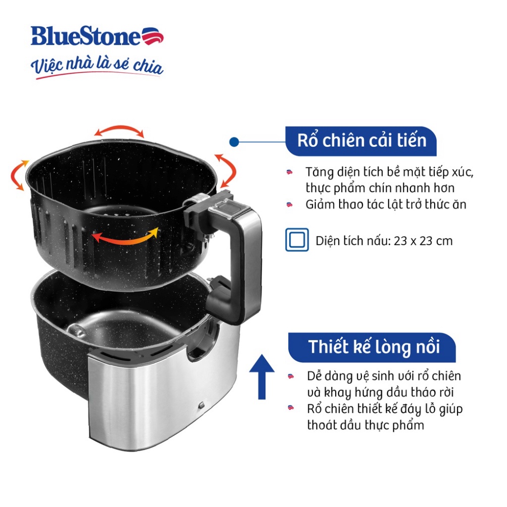 Nồi chiên không dầu điện tử 6.5L BlueStone AFB-5885-Hàng Chính Hãng BH 24 Tháng.