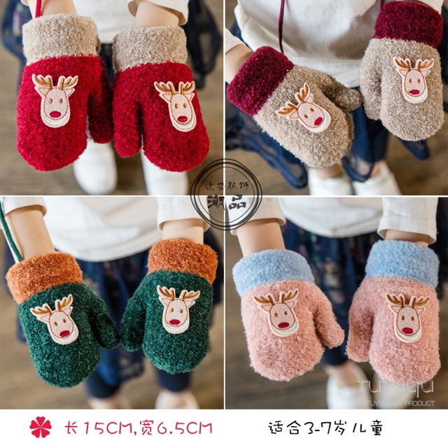 Găng Tay Len Hình Noel Siêu Ấm Cho Bé Trai /Gái 1-5 tuổi