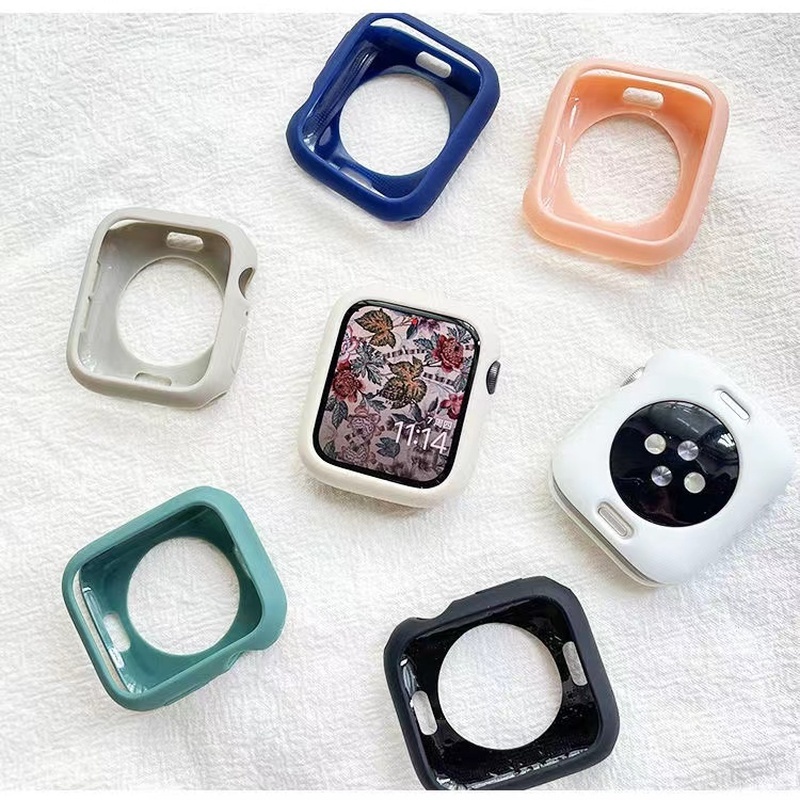 Ốp Bảo Vệ Bằng Silicon Mềm Màu Kẹo Cho Apple Watch 7 45mm 6 SE 5 4 3 42MM 38MM series 7 6 5 40 44 41mm