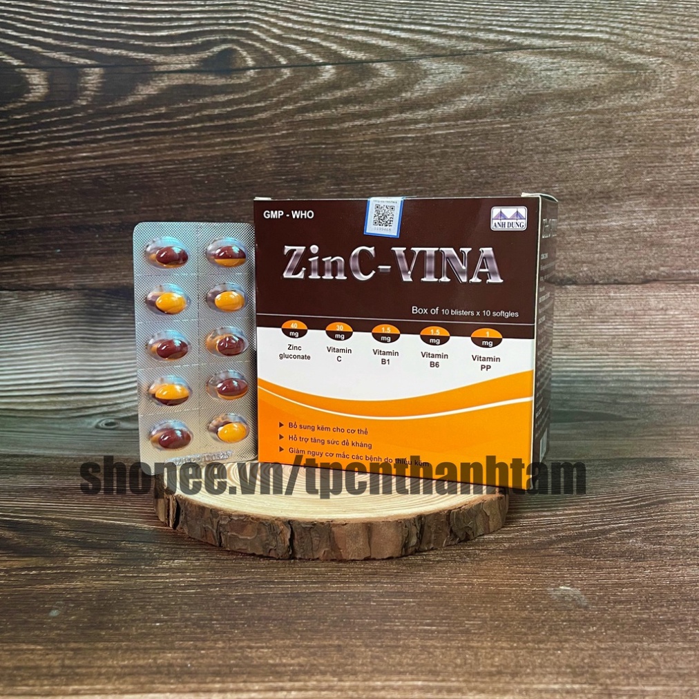 Viên uống tăng đề kháng ZIN C bổ sung kẽm hỗ trợ tăng cường hệ miễn dịch, tăng cường sức khoẻ - Hộp 100 viên