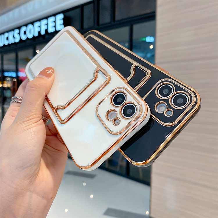 Ốp Điện Thoại Mạ Điện Có Ngăn Đựng Thẻ Cho iPhone 13 12 11 Pro Max XS Max XR X