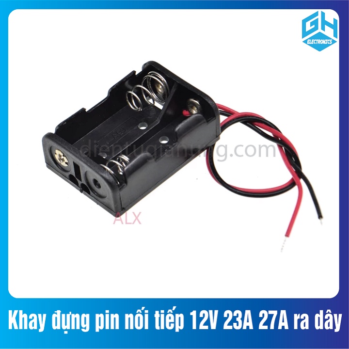 [1 Cái } Khay đựng pin màu đen nối tiếp 12V 23A ra dây 1 cell pin và 2 cell pin