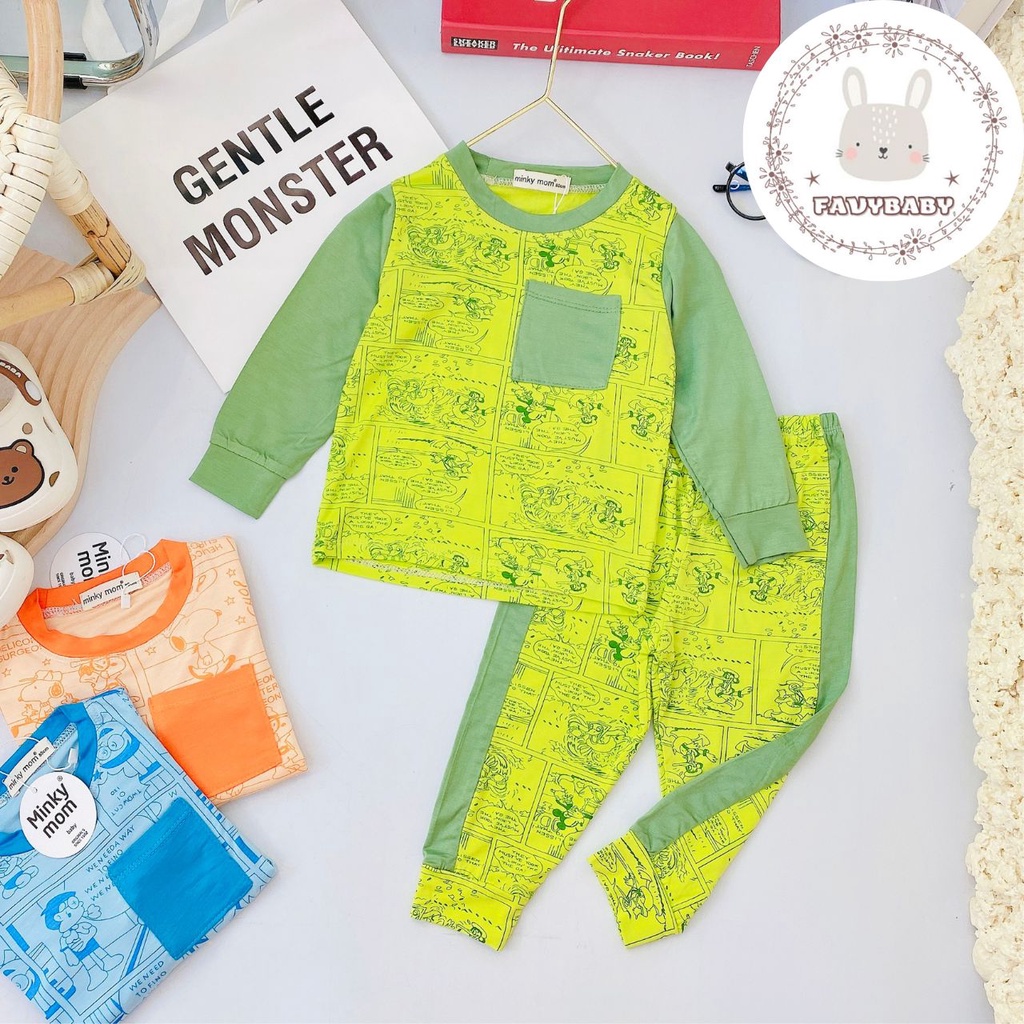 Bộ Dài Tay MINKY MOM Chính Hãng Thun Lạnh Raplan Tay Hình in Thấm Toàn Thân Túi Thật Bé 0 1 2 3 4 5 Tuổi - Favybaby
