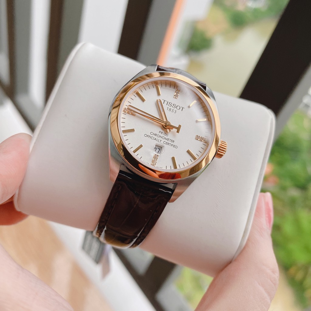 Đồng hồ nữ chính hãng Tissot T101.251.26.036.00 - máy quartz pin Thụy Sĩ - Kính Sapphire - Dây da thật
