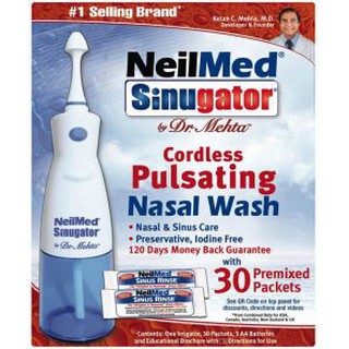 Máy xịt rửa mũi NeilMed Sinugator 2 tốc độ (2019) kèm 30 gói muối