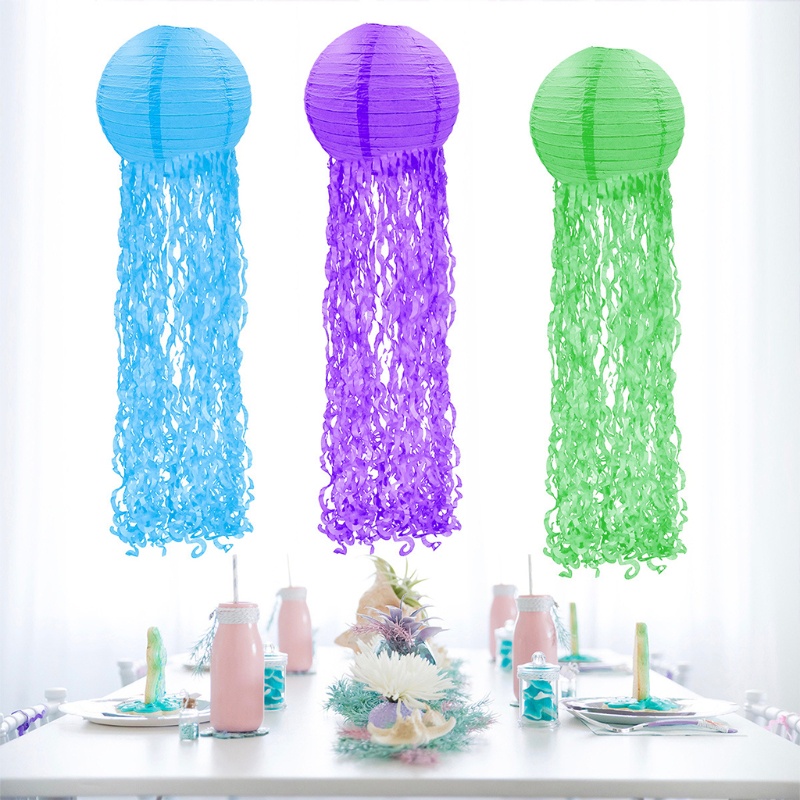 Lồng Đèn Giấy Hình Sứa Biển 4 Màu Trang Trí Sân Vườn