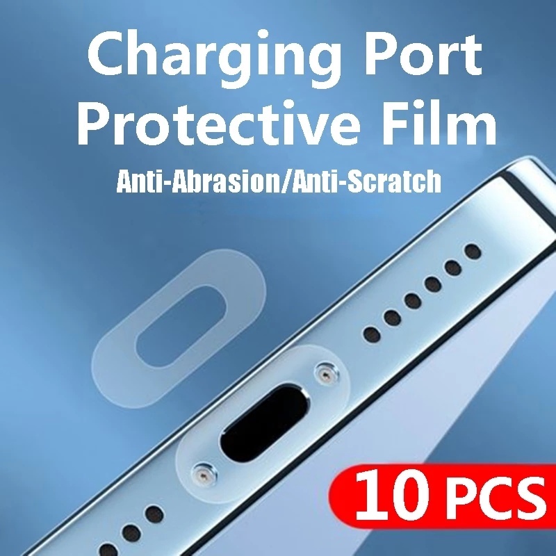 Bộ 10 Miếng Dán Chống Trầy Xước Bảo Vệ Viền Cổng Sạc Điện Thoại iPhone Android Type-C