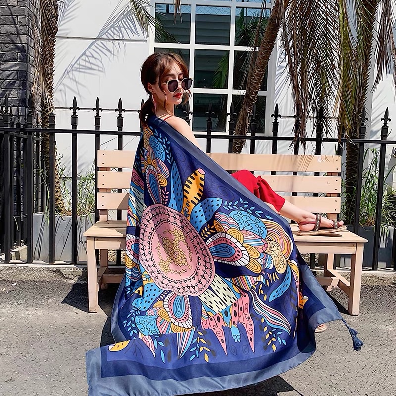 [Khăn Loại 1] Khăn To Quàng Đi Biển Hoạ Tiết Thổ Cẩm Boho Vintage