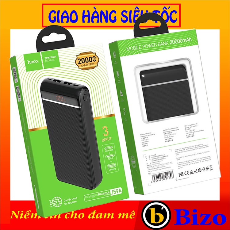 ☑️CHÍNH HÃNG☑️Cục sạc dự phòng sam sung 20000mah, pin sạc dự phòng Hoco J59A - Bảo hành 12 tháng