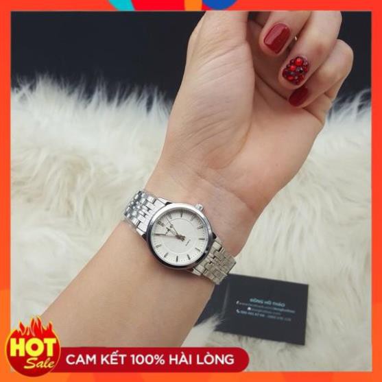 Đồng hồ Nữ Halei máy Nhật chính hãng dây kim loại mạ vàng không ghỉ mặt tròn 28mm chống xước, chống nước tuyệt đối HL552