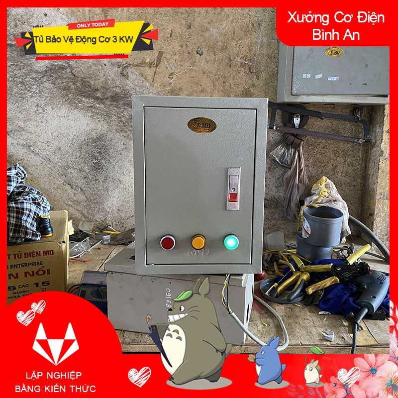 Tủ điều khiển 3KW LS Hàn Quốc chống mất pha- ngắn mạch và quả tải điện áp 3pha 380V