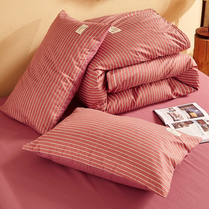Set Vỏ chăn ga gối Cotton tici sọc mẫu mới năm 2022 (Cotton đũi cao cấp)