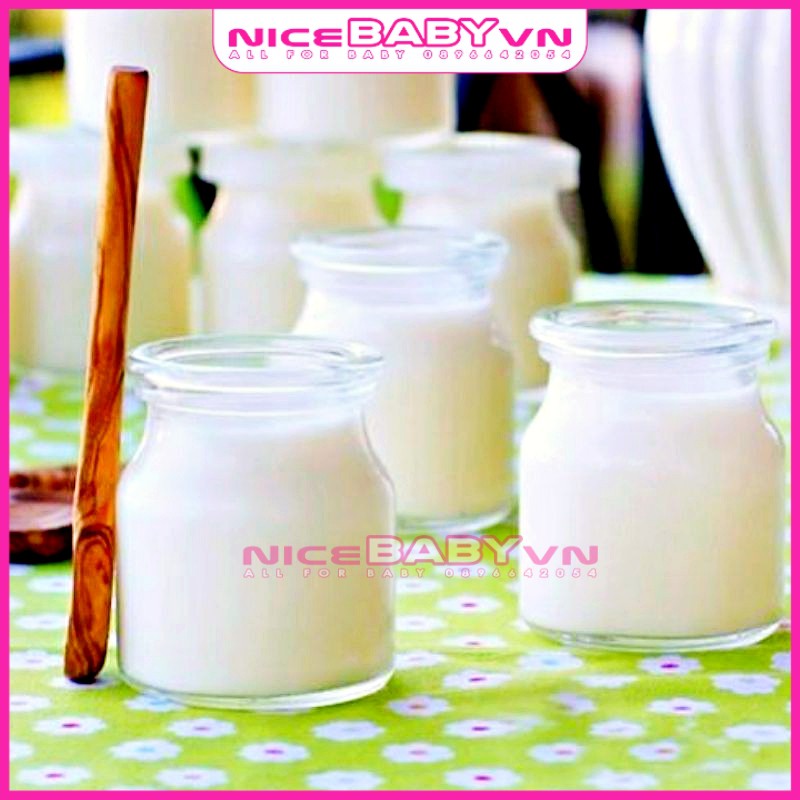 Hũ Thủy Tinh Làm Sữa Chua Cao Cấp Có Nắp 100ml Dày Dặn An Toàn NiceBabyVn