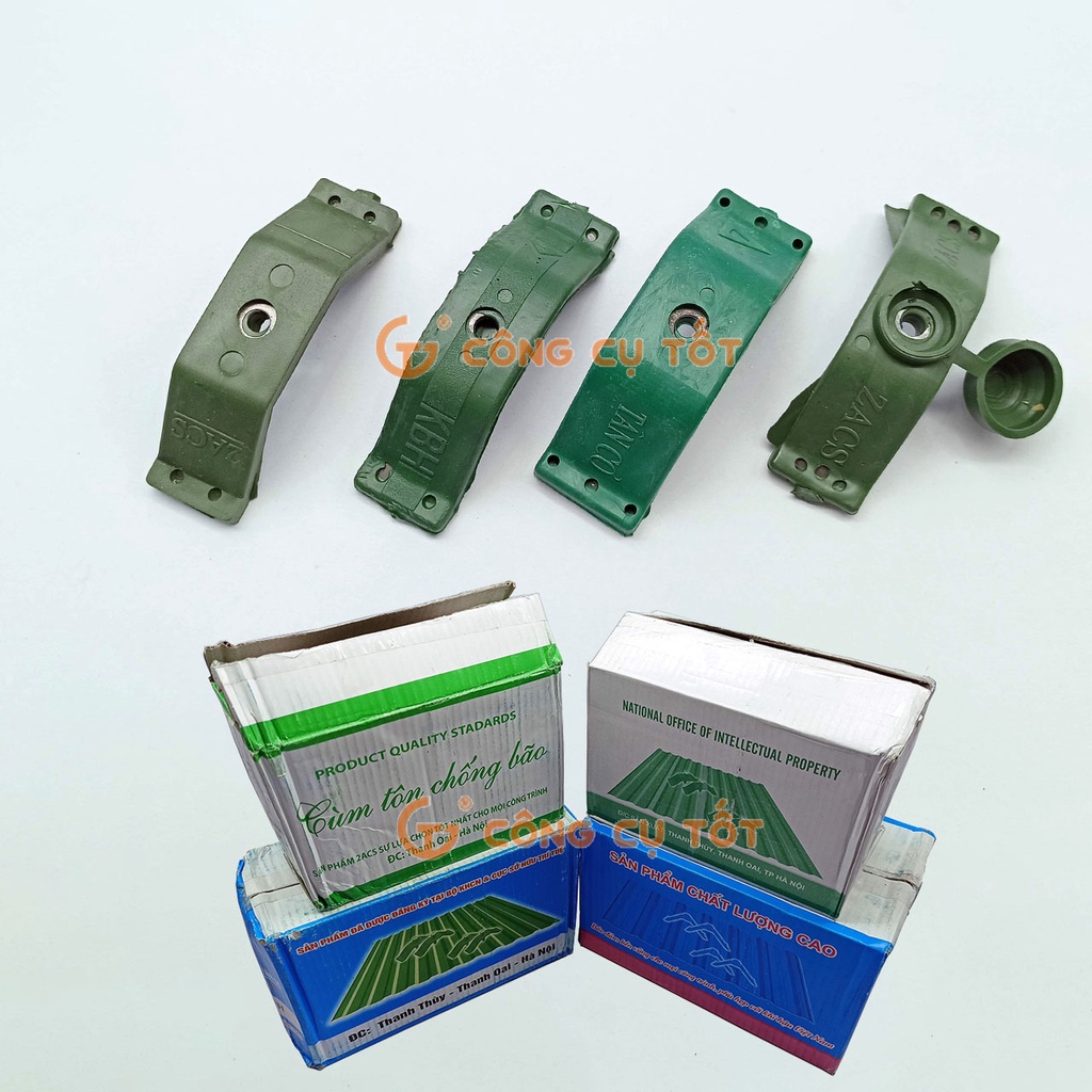 Hộp 100 cùm tôn chống bão màu xanh lá / đỏ
