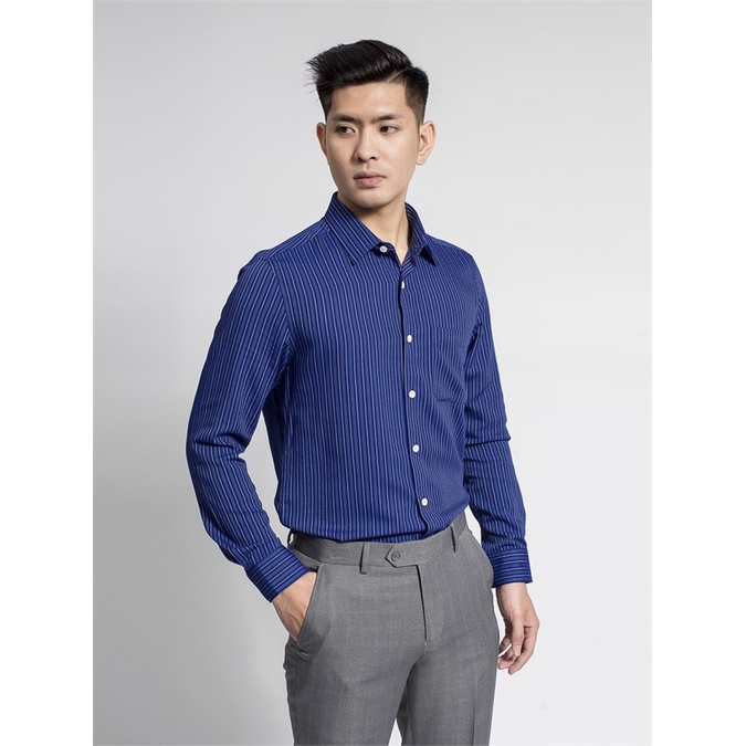 Áo sơ mi dài tay Aristino sợi sồi kháng khuẩn ,tà lượn trẻ trung from rộng ALS55708