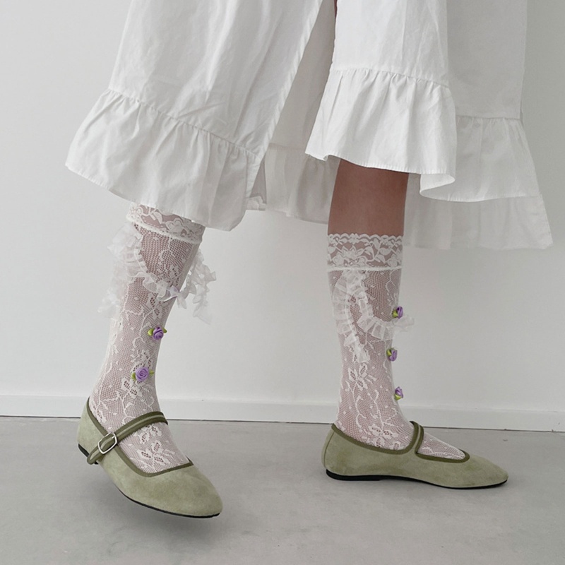 1 Đôi Tất Lưới Ren Hoa Mỏng Thoáng Khí Phong Cách Nhật Bản Thời Trang Mùa Hè Cho Nữ