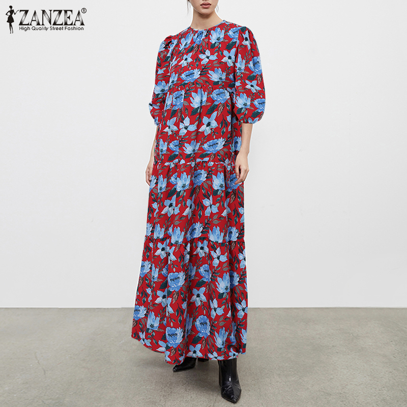 Đầm maxi ZANZEA tay phòng in hoa thanh lịch cho nữ | BigBuy360 - bigbuy360.vn