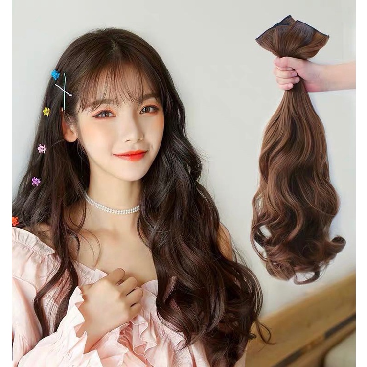 Tóc giả nữ kẹp ❤️FREESHIP❤️ Tóc giả kẹp phím phồng xoăn dài hai bên COMBO 3 DẢI