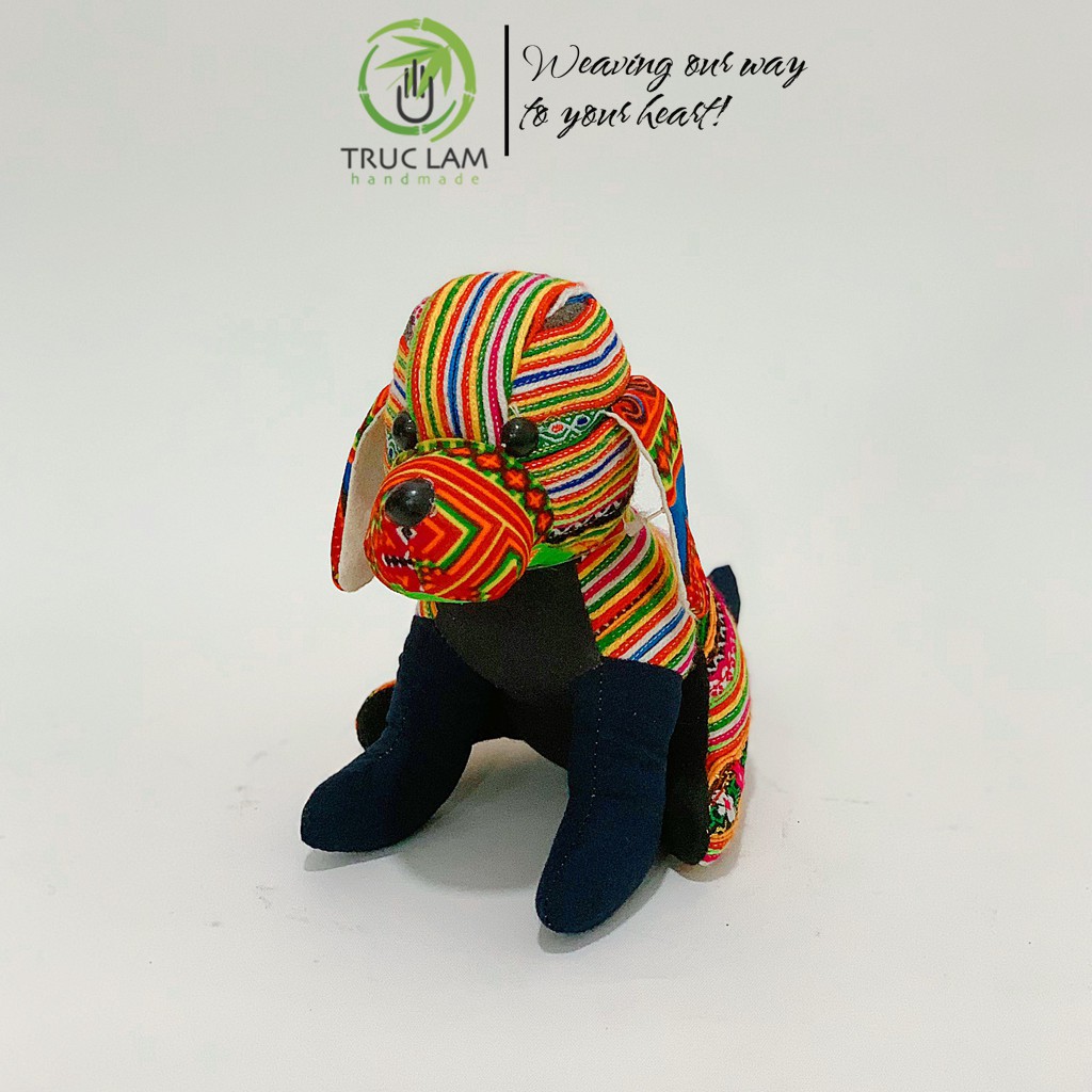 Đồ Chơi Cho Bé Thú Nhồi Bông Hình Con Khỉ, Trâu, Voi, Chó, Mèo Vải Thổ Cẩm Dệt Tay Bông Gòn Cao Cấp – Trúc Lâm Handmade