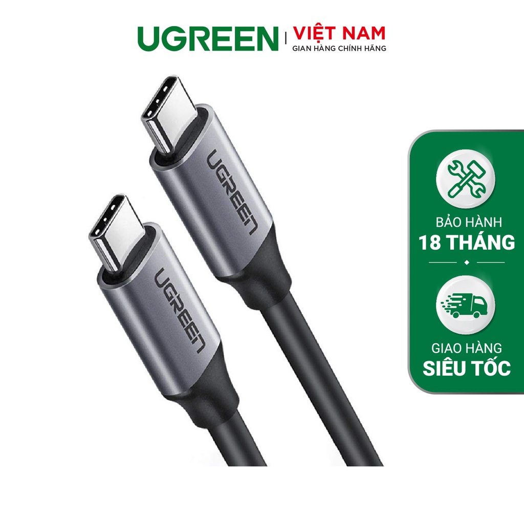 Cáp USB type C hỗ trợ sạc nhanh 2M 60W màu đen PD bọc nilon chắc chắn Ugreen US161 50450