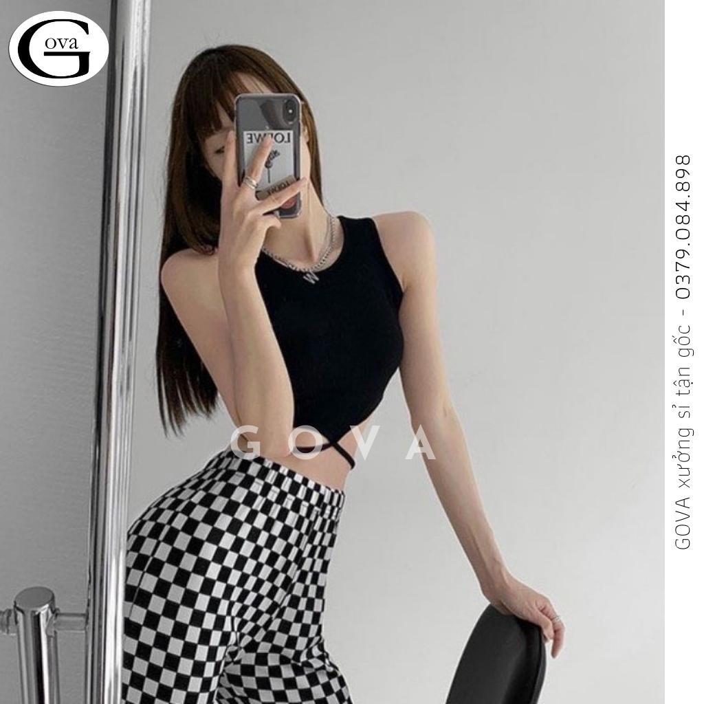 Áo Croptop Ba Lỗ DÂY QUẤN BỤNG Thun Gân Kiểu Sexy Nữ, Áo Thun Ôm Body Đẹp GOVA