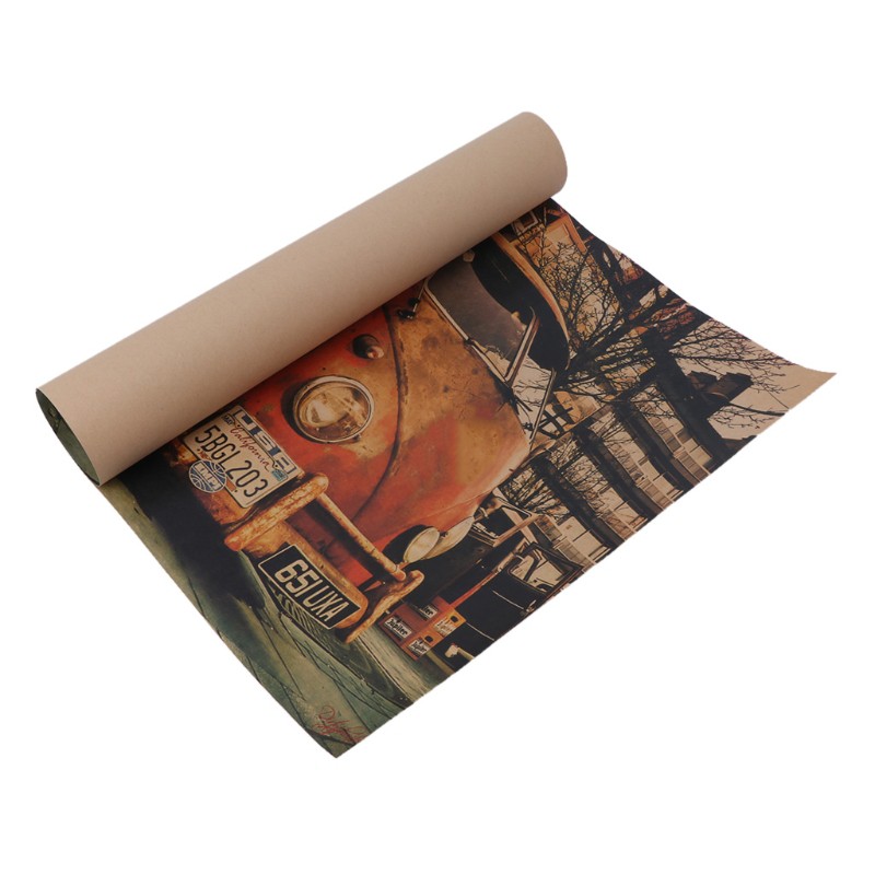Tranh dán tường trang trí hình xe hơi phong cách vintage