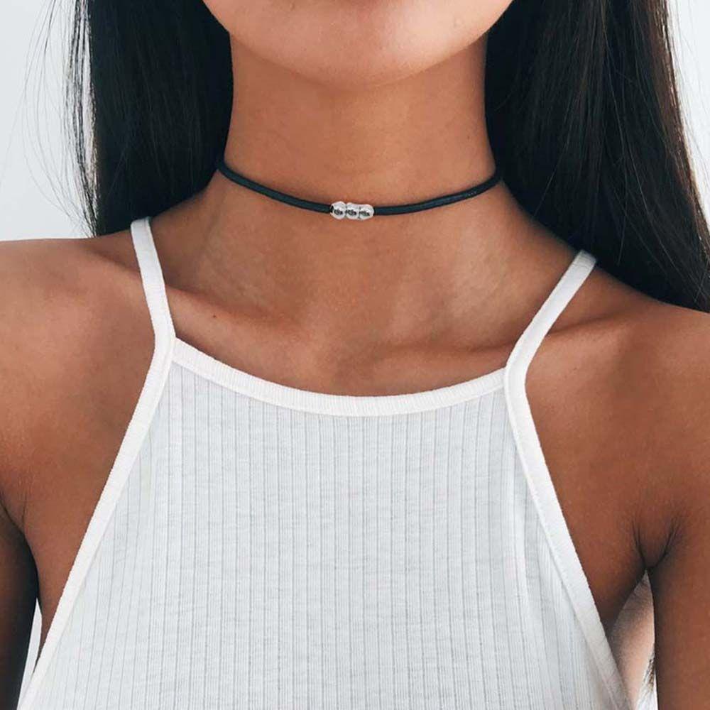 Vòng Cổ Choker Da Pu Màu Đen Phong Cách Gothic Thời Trang Cho Nữ