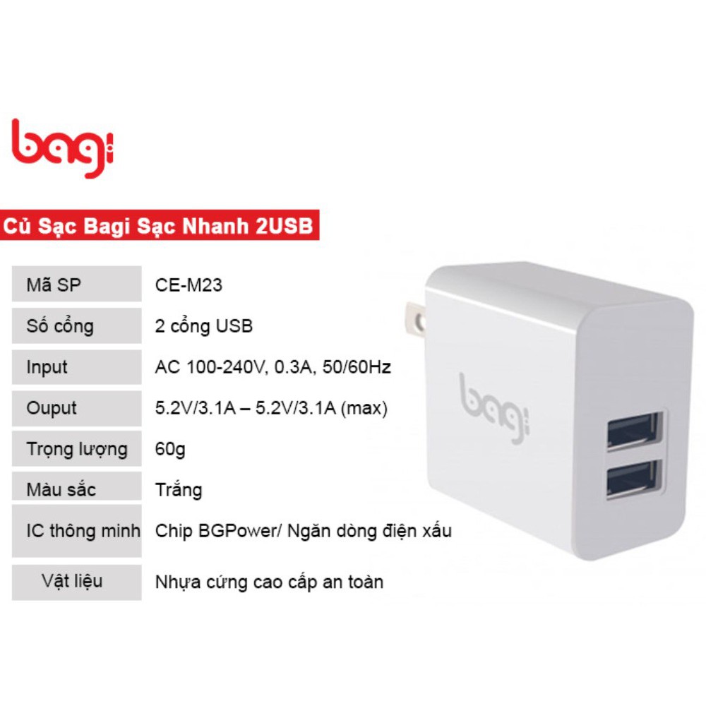 Củ Sạc Nhanh Bagi Quick Charge BGPower