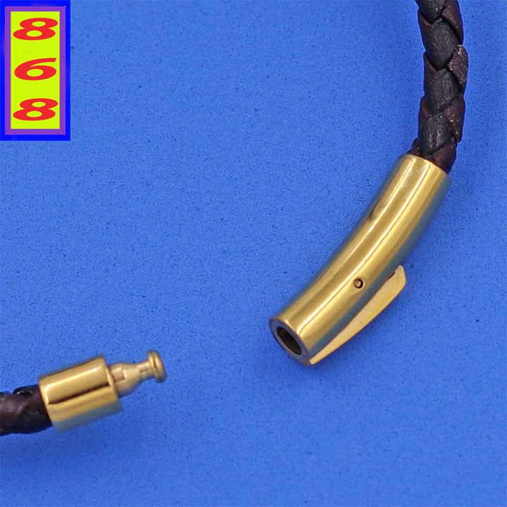 Vòng cổ dây da Đại Thế Chí Bồ Tát Đá Tự Nhiên Đen 5cm - Phật bản mệnh tuổi Ngọ - Mặt size lớn - Tặng kèm móc inox