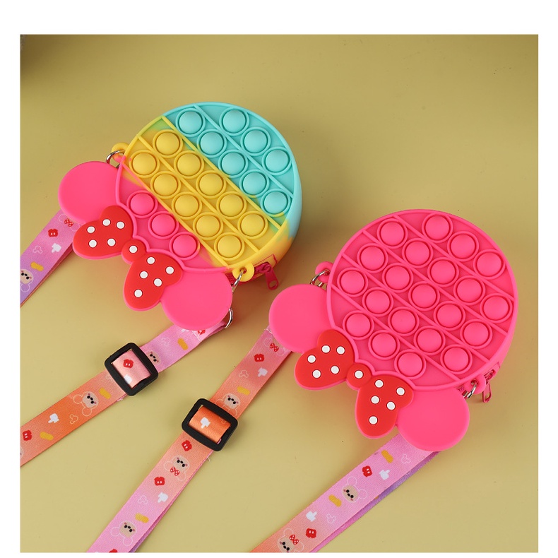 Túi đeo chéo hình chuột Mickey bằng silicon đáng yêu cho bé gái