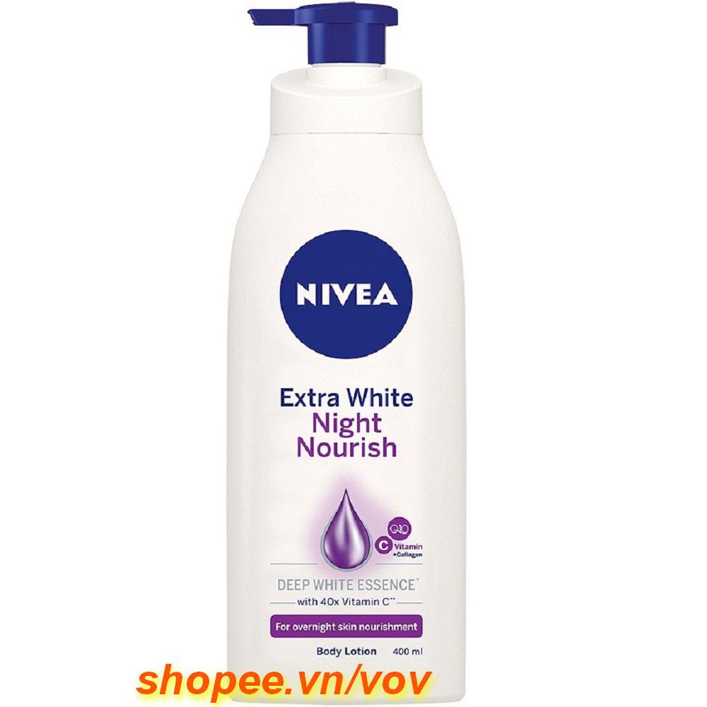Dưỡng thể trắng da ban đêm NIVEA Extra White Night Nourish 400ml 100% chính hãng, vov cung cấp và bảo trợ.