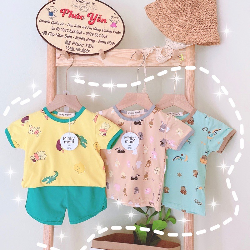 Sale !!! Bộ Cộc Tay Cotton 100% Hàng Minky Mom Họa Tiết Vũ Trụ Cho Bé (Size 8-18kg)(1515) Shop Phúc Yến